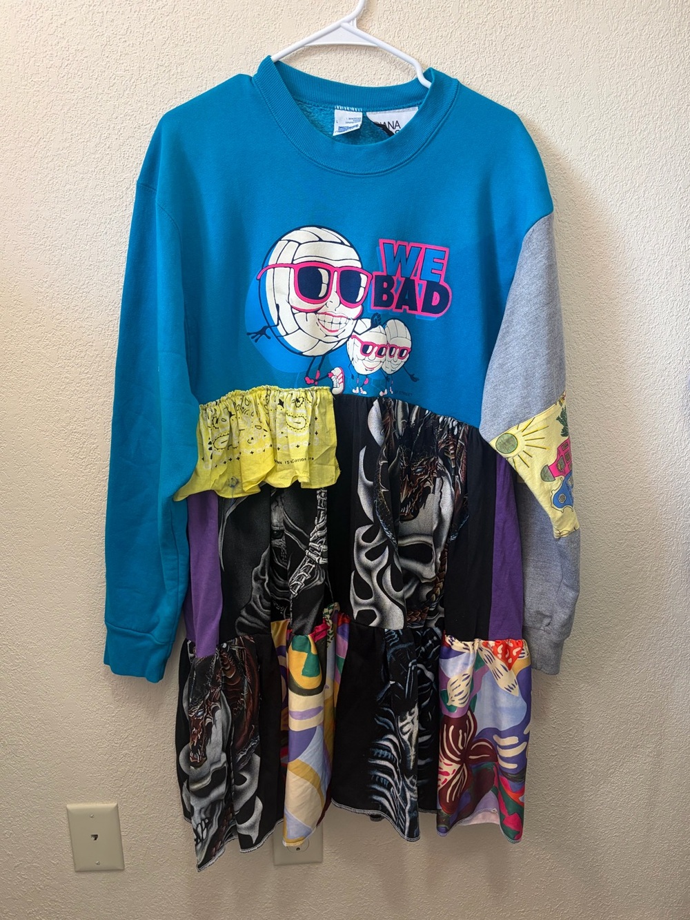 Diana Rikasari Reworked Patchwork Sweatshirt Dress Upcycled Maximalist Artwear
